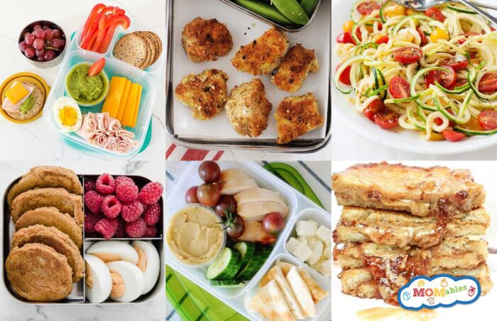 an image collage of dairy free school lunches