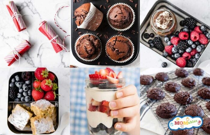 an image collage of healthy dessert for school lunches