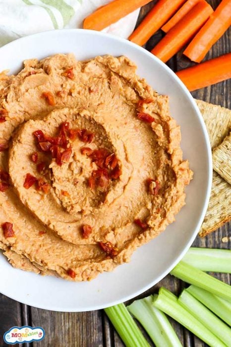 Easy Sun-Dried Tomato Hummus | MOMables Snack Ideas