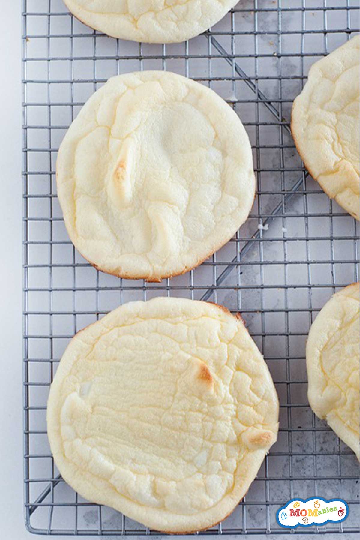 cloud breads cooling down on a cooking rack