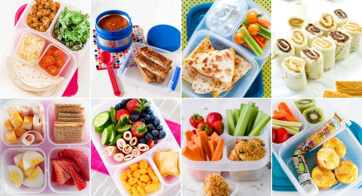 an image collage of healthy preschool lunch ideas for picky eaters