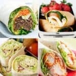 an image collage of four wraps for school lunches