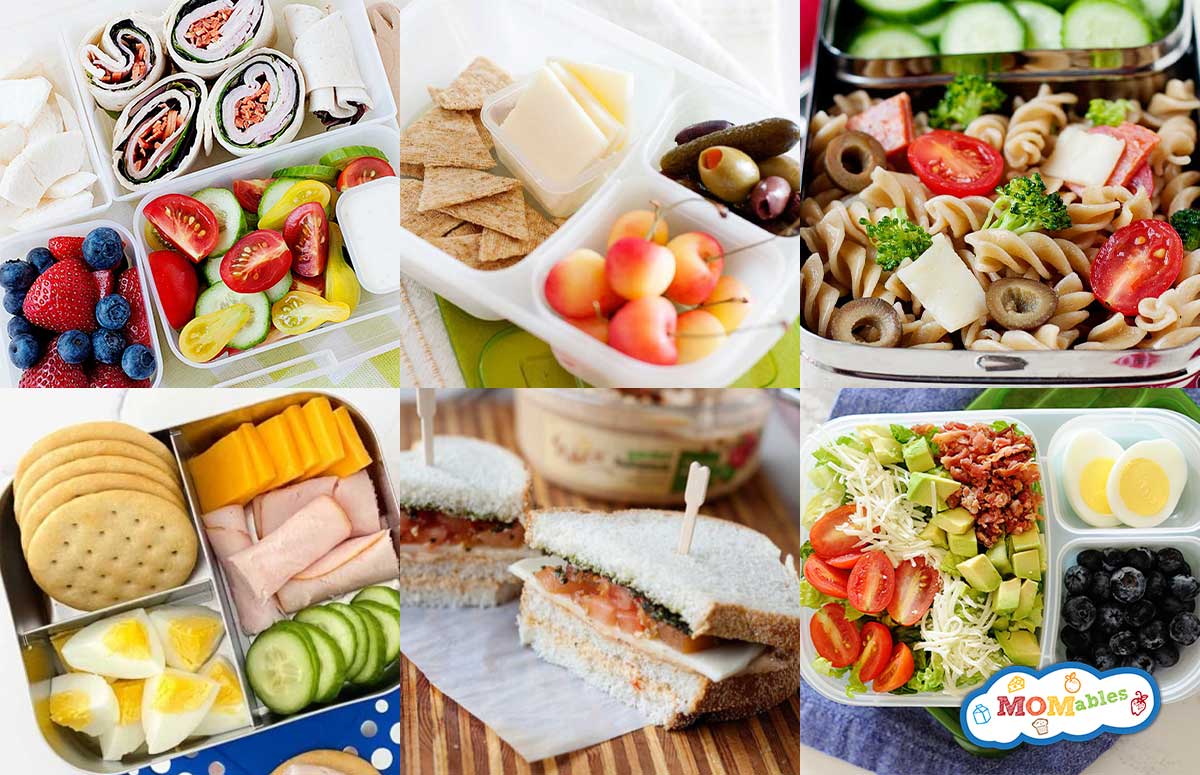 an image collage of 5 minute quick lunch ideas for school