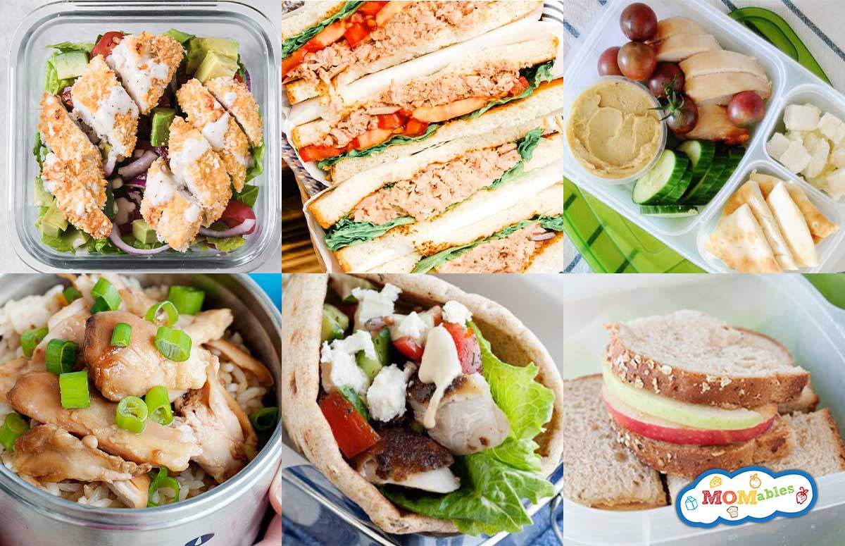 an image collage of protein school lunches for teenager athletes