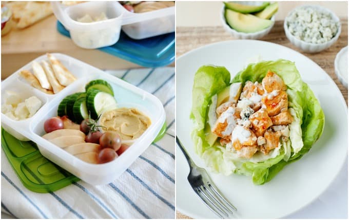 chicken & hummus box and buffalo chicken lettuce cups