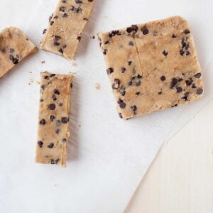 squares of blondies on parchment paper