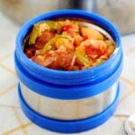 lunch thermos filled with Cajun Jambalaya