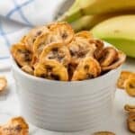 homemade banana chips in a bowl
