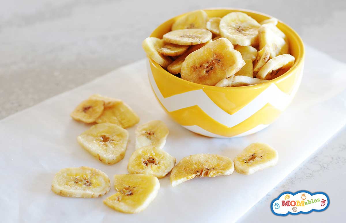 banana chips in a yellow bowl