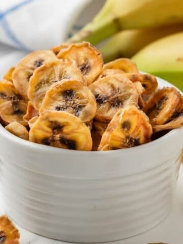 homemade banana chips in a bowl