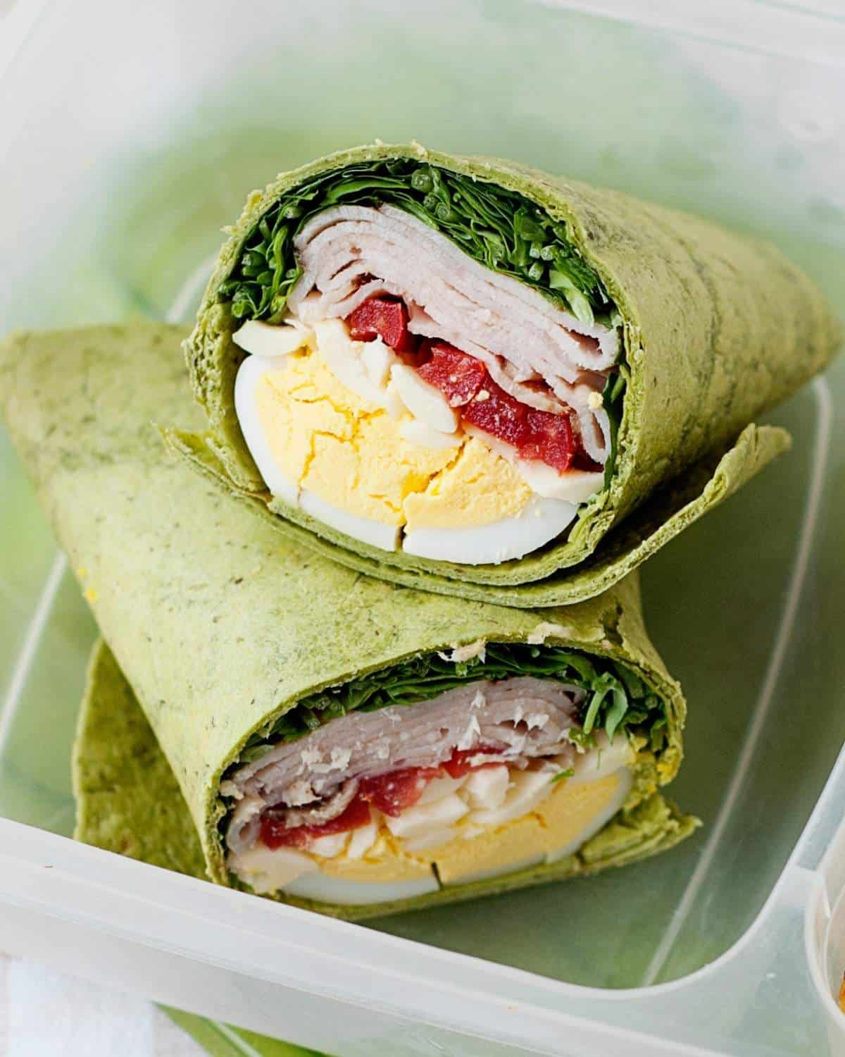 turkey club wrap in a lunch container