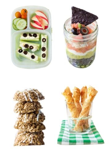 four after school snack floaring in a white background