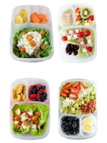 collage of four images of gluten free school lunches