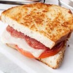 grilled pepperoni sandwich with melted cheese