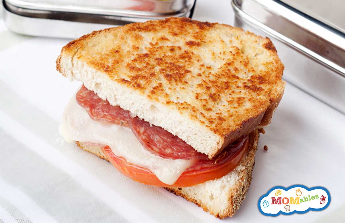grilled pepperoni sandwich with melted cheese