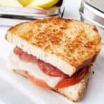 grilled pepperoni sandwich with melted cheese