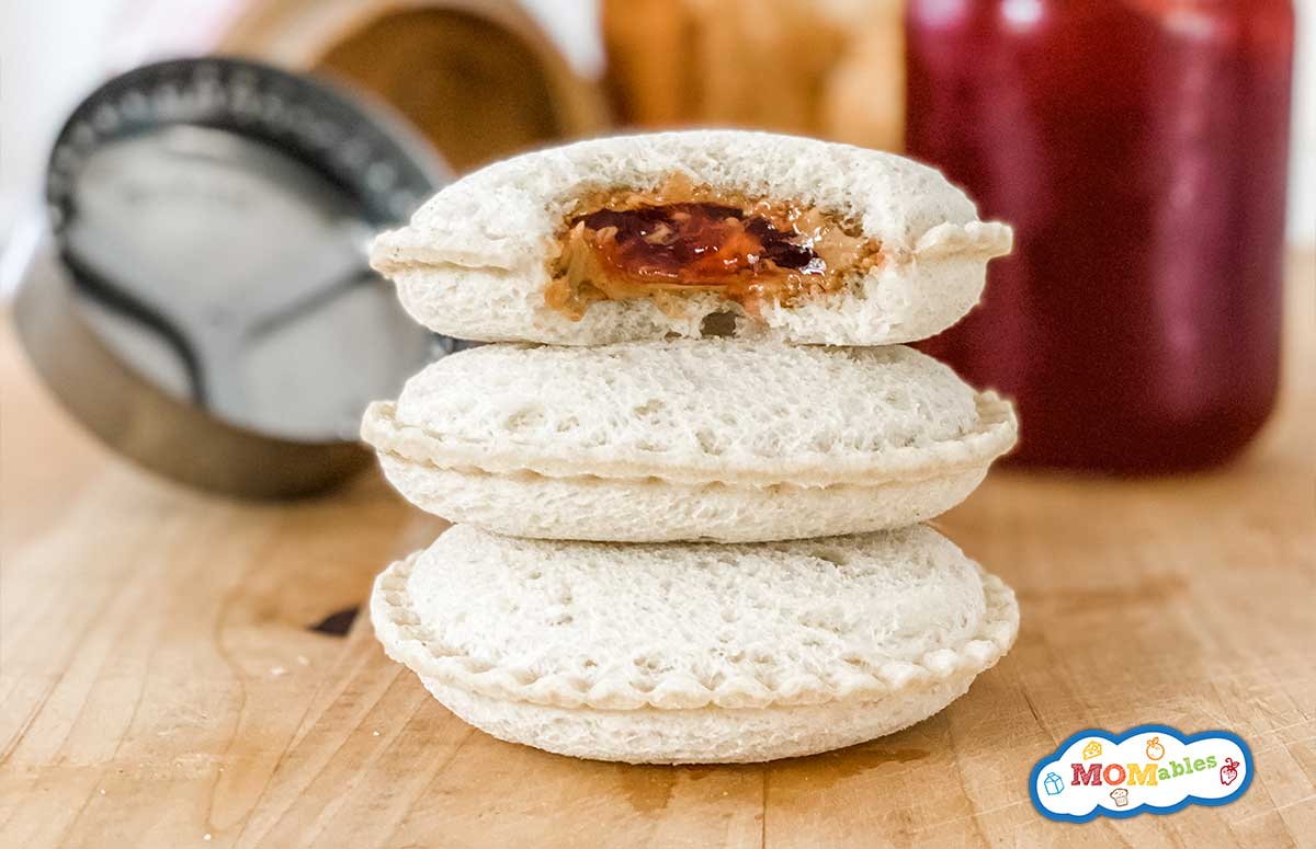 stack of homemade PBJ uncrustables