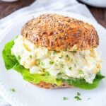 classic egg salad sandwich on a croissant