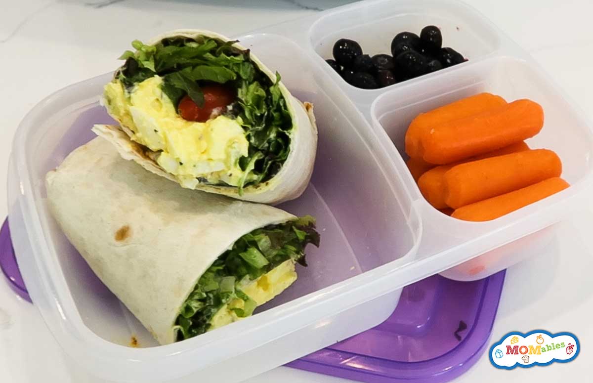 egg salad wrap in a lunch container