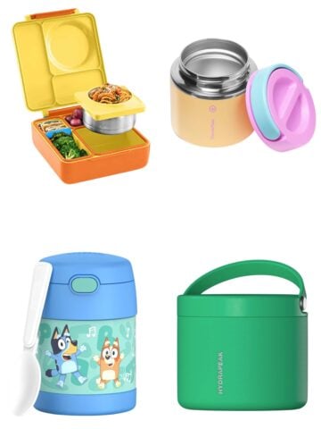 four thermos floating in a white background