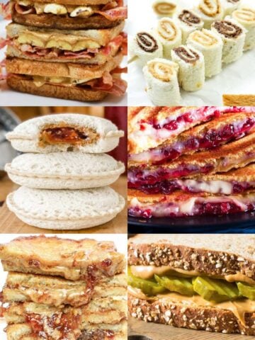 an image collage of six peanut butter sandwich ideas