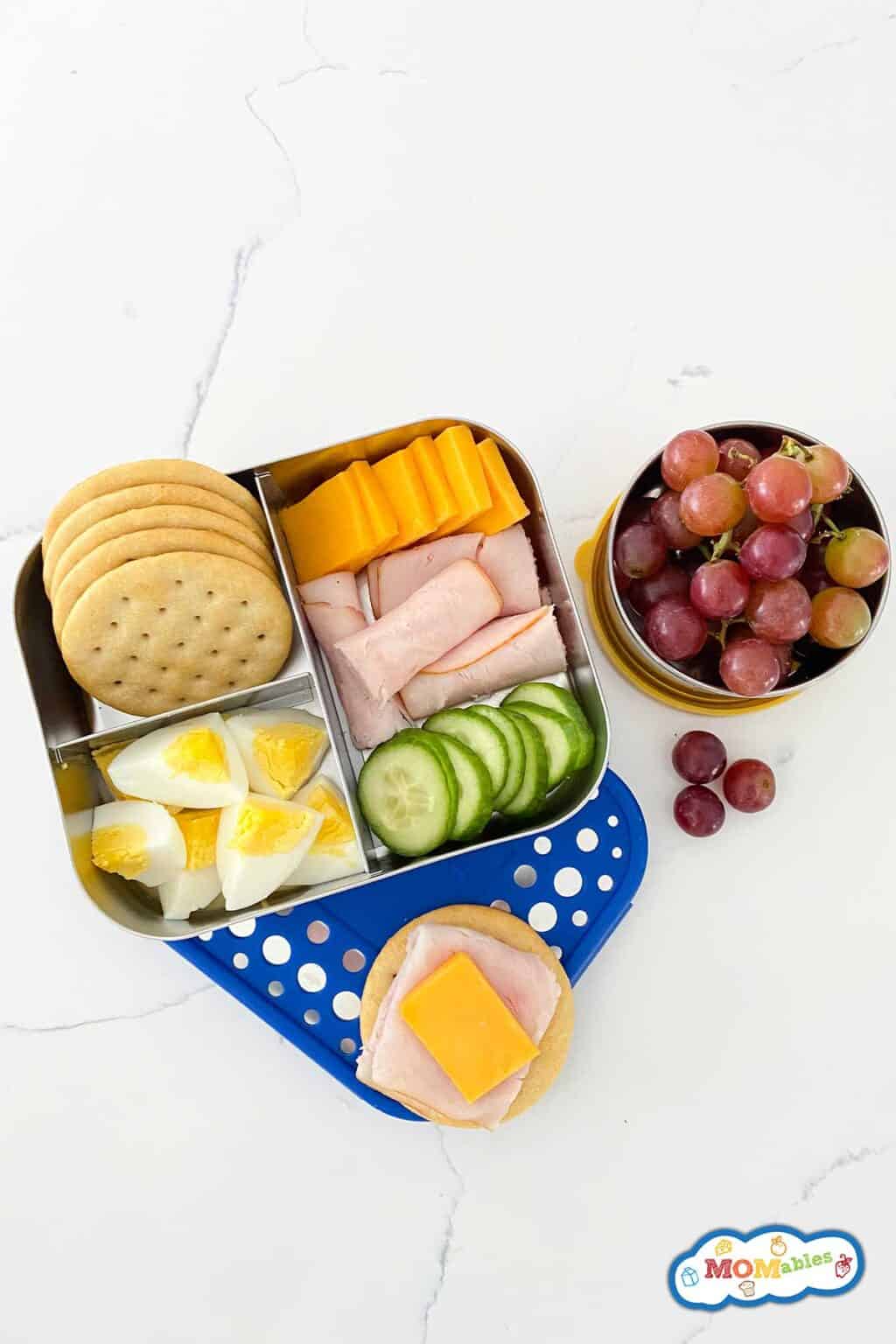 Cracker Stacker Bento with Turkey & Cheese | MOMables School Lunches