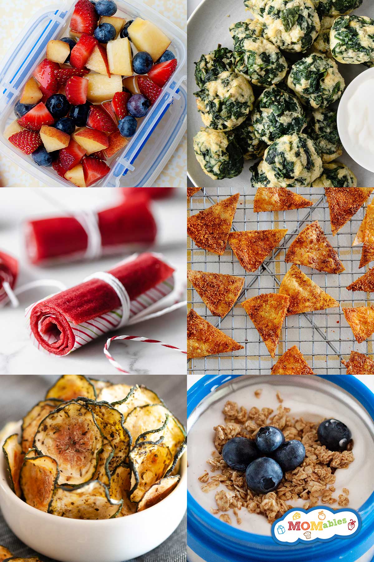 Collage of six different sides to pack with lunch