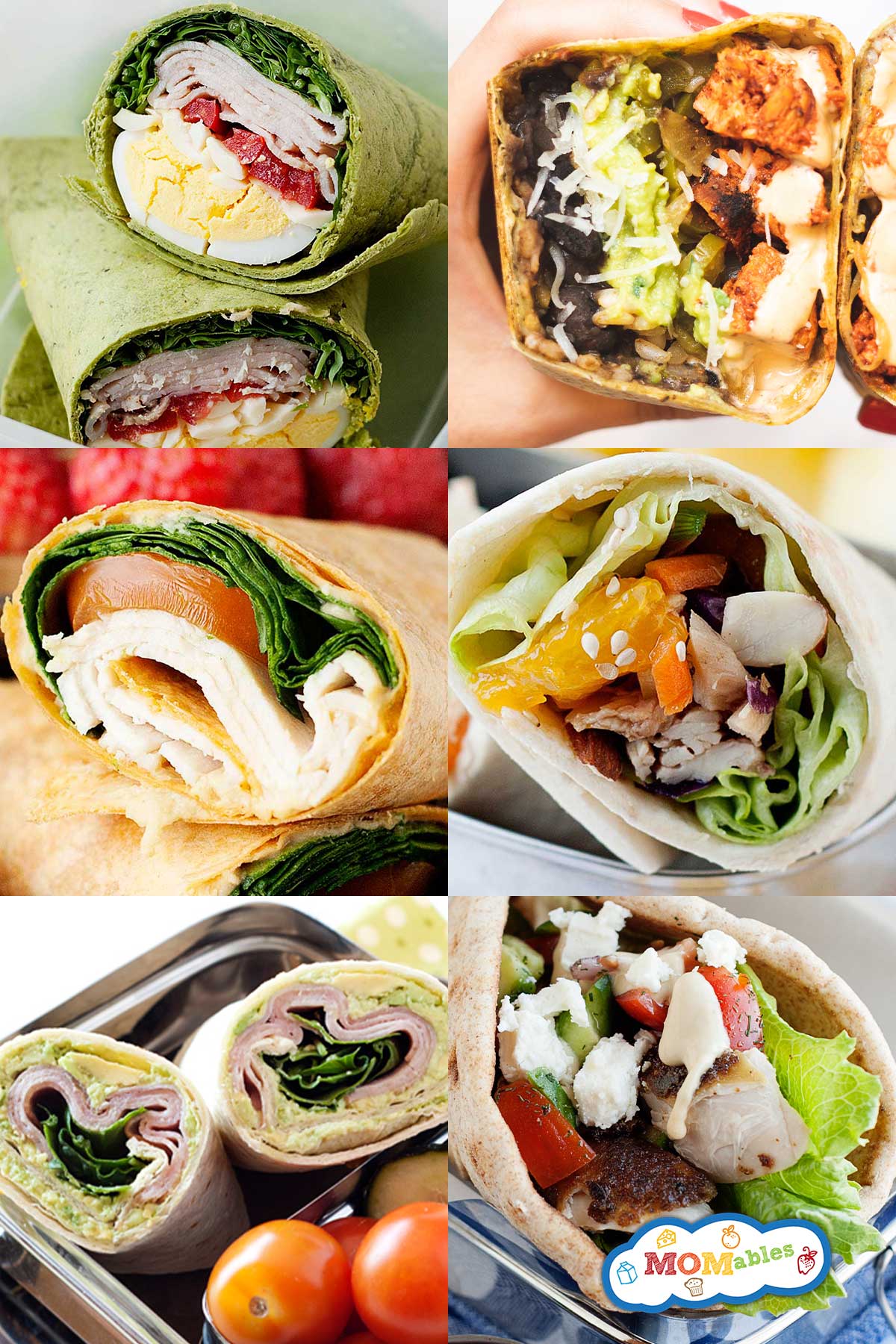 collage of different sandwich wraps