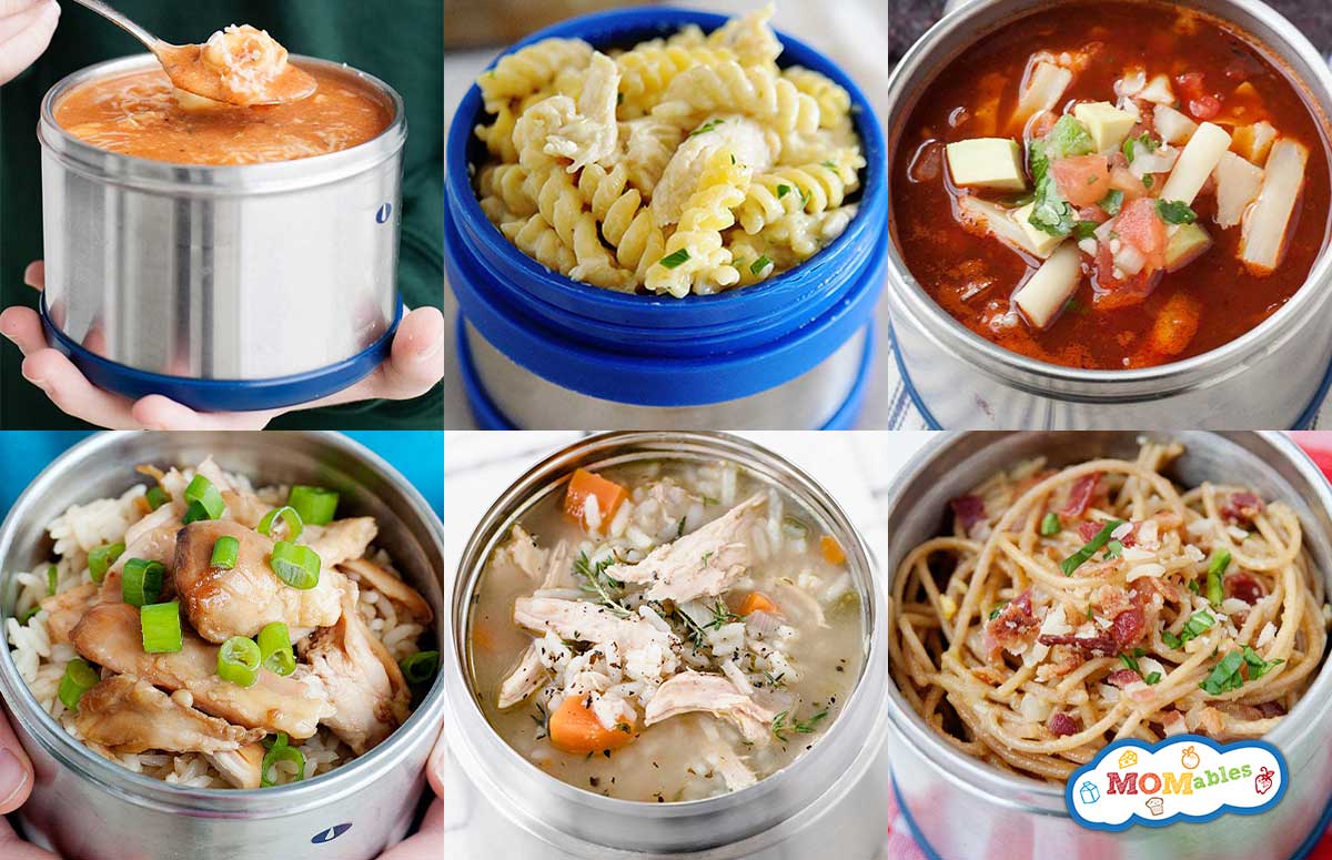 collage image of warm lunch ideas for school