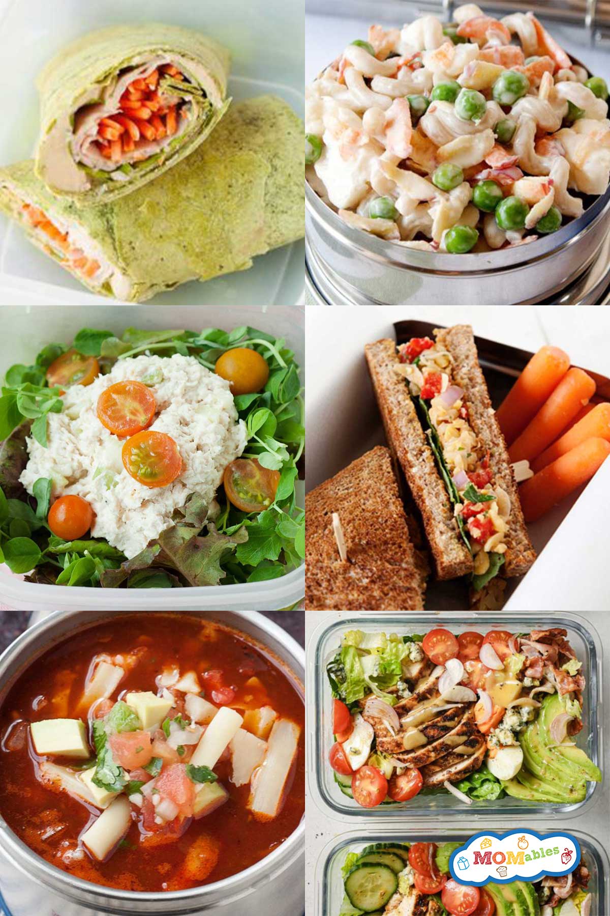 an image collage of school lunch ideas with vegetables