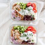 two mediterranean lunch bowls