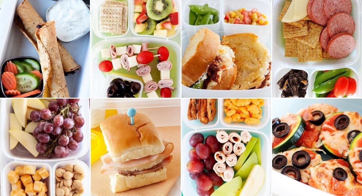 collage image with eight third grade lunch ideas