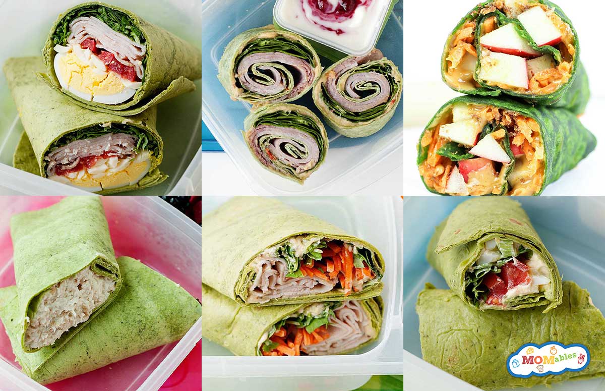 an image collage of spinach wrap recipes