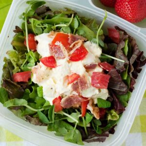 egg salad over lettuce