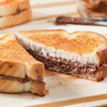 grilled nutella sandwich cut in half