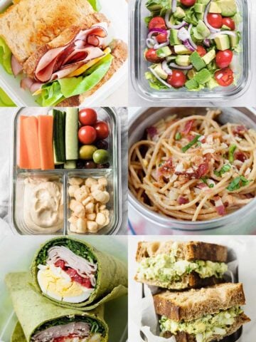 an image collage of healthy school lunch ideas