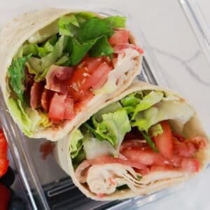 BLT wraps in a lunchbox
