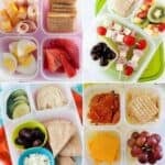 collage with four pictures of simple school lunches