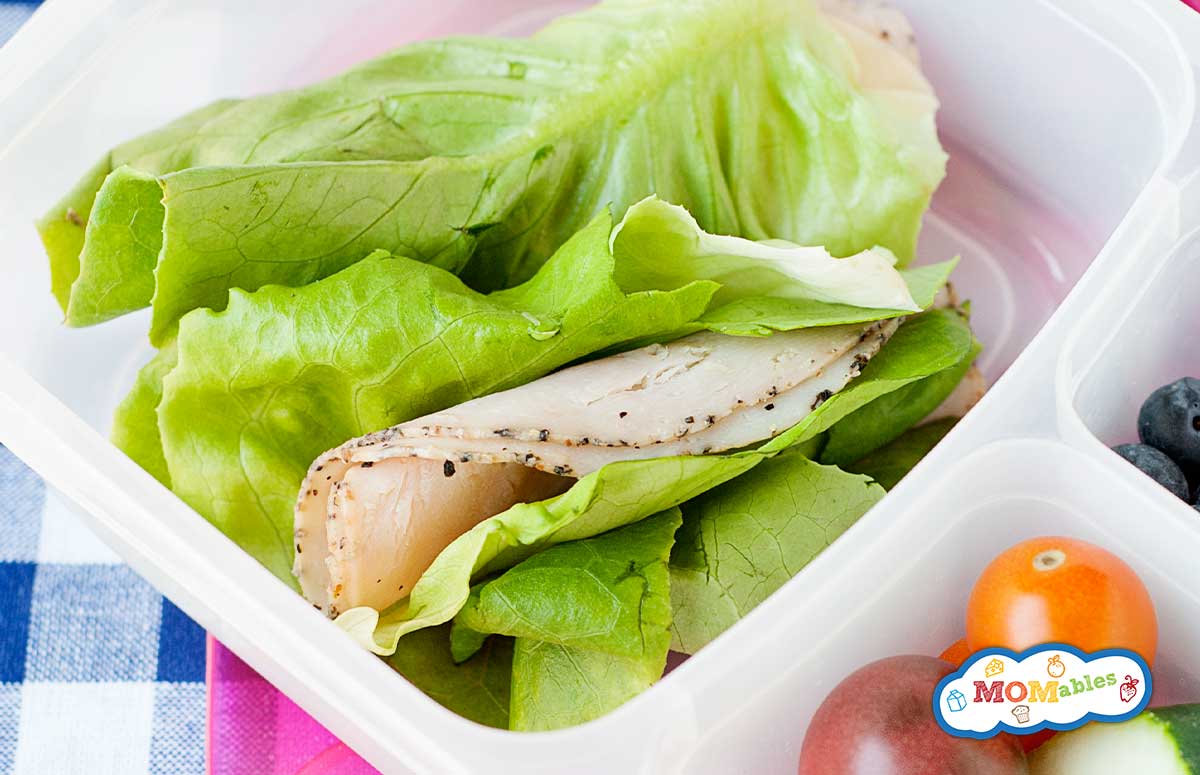 lettuce wraps with sliced turkey lunch meat