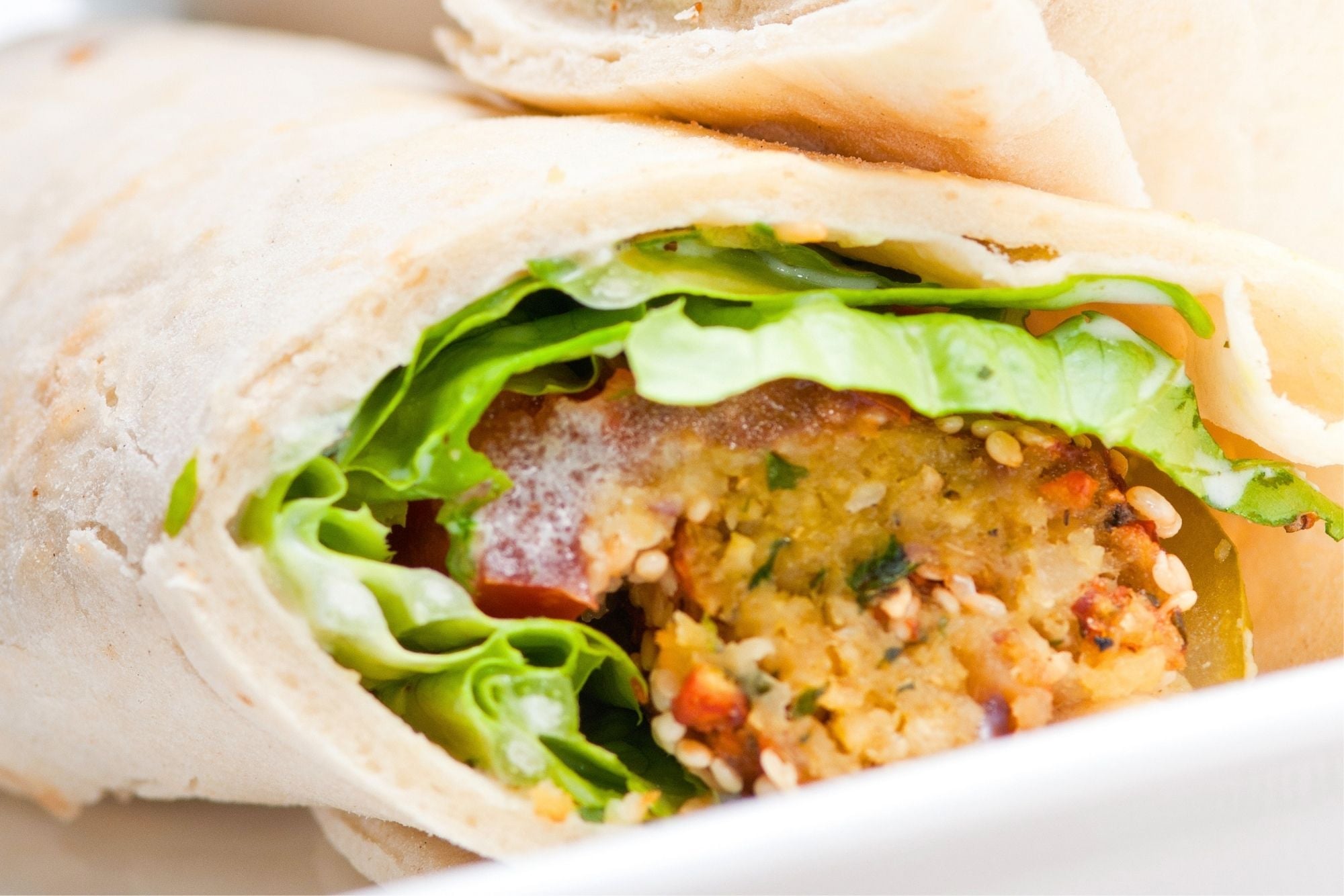 falafel tortilla wrap with lettuce