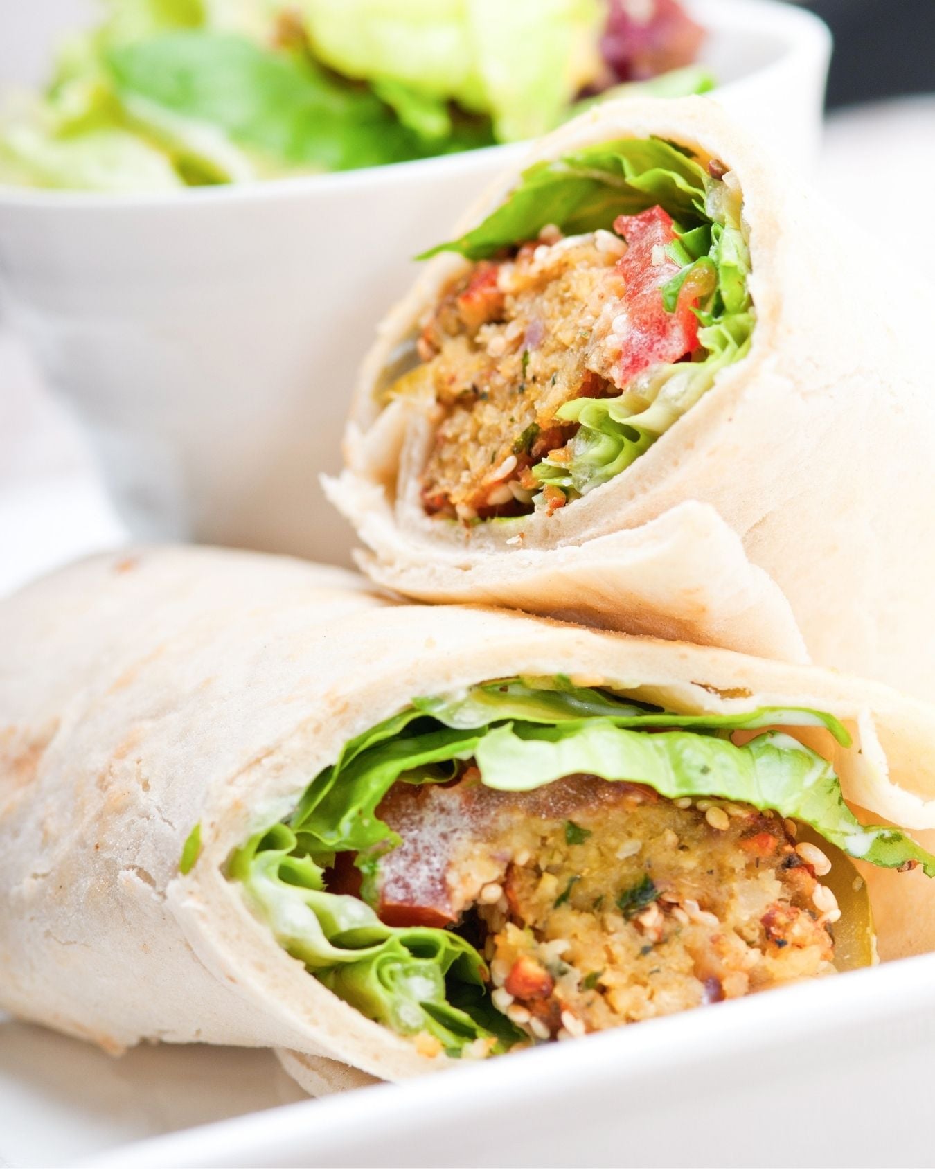 falafel tortilla wrap with lettuce