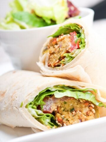 falafel tortilla wrap with lettuce
