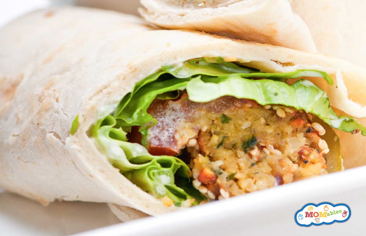 falafel tortilla wrap with lettuce