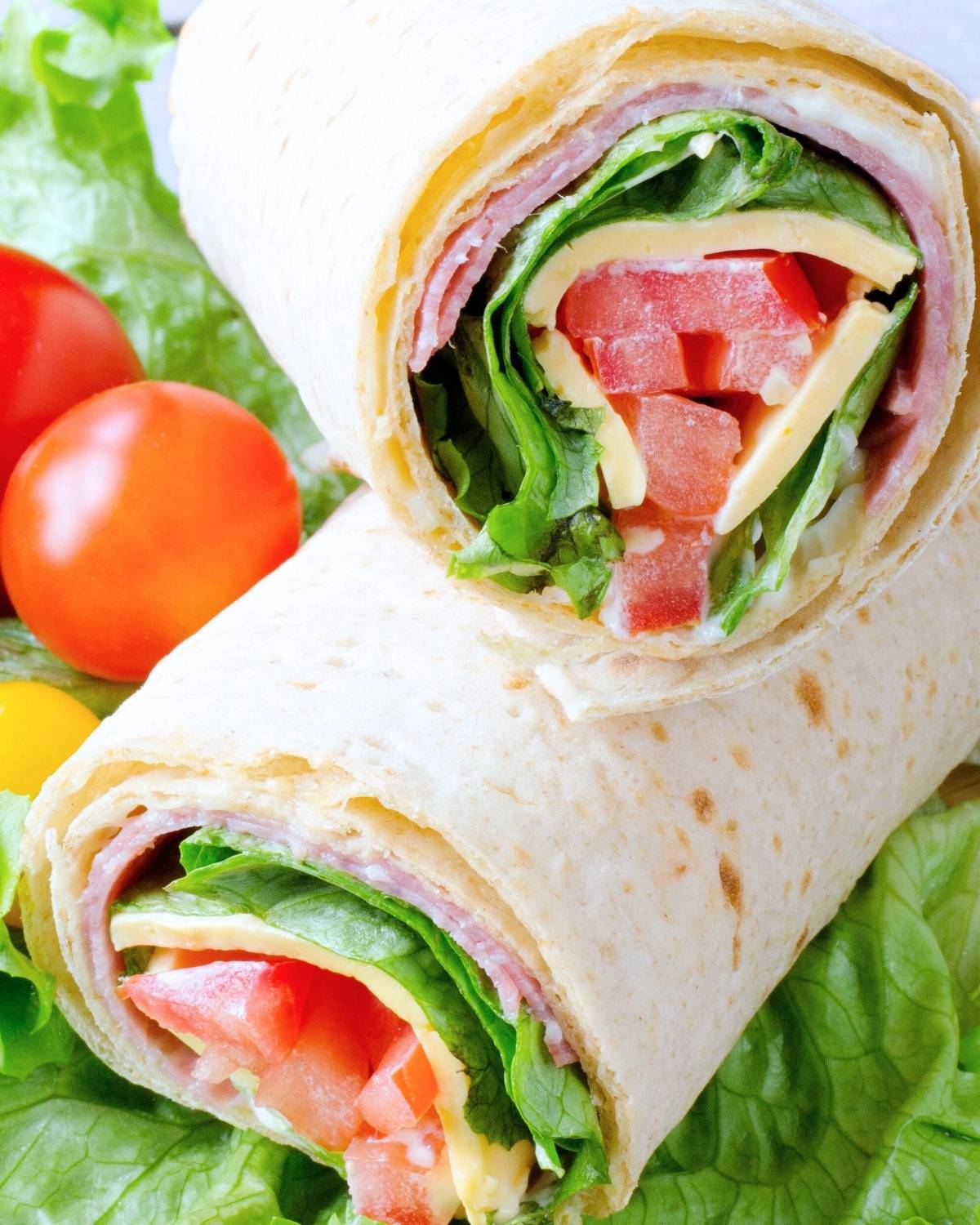 two halves of an Italian sandwich wrap