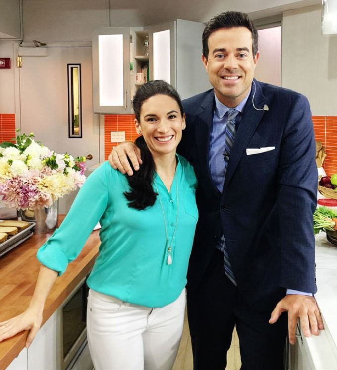Laura Fuentes and Carson Daly on the set of the Today Show