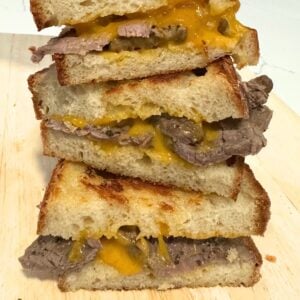 roasted grilled cheese sandwiches stacked