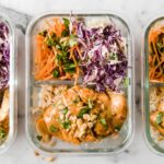 Thai chicken and rice in a lunch container
