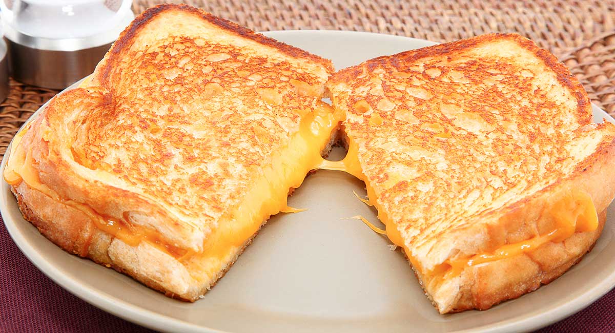 grilled cheese cut in half