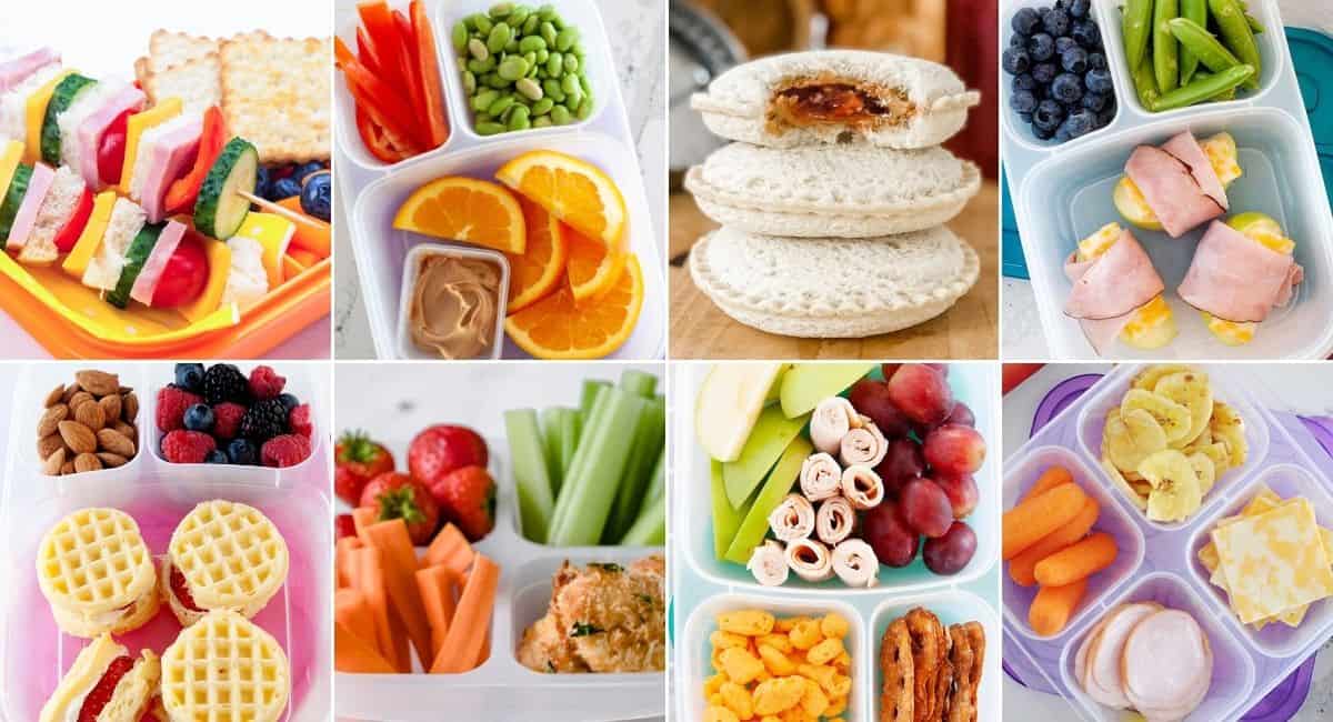 collage images with eight toddler lunch ideas